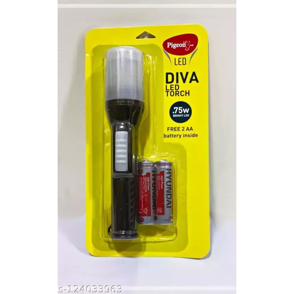 Pigeon LED Torch (with 2AA Batteries) Diva Black