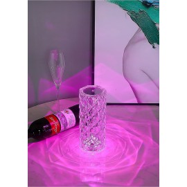 Crystal Diamond Table Lamp Color Changing, Touch Control Creative Rose LED Ambient Night Light, Modern Bedside lamp Home Candlelight Dinner Decoration (16 Colors Changing Dynamic Mode)