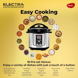 Pigeon Electra Electric Pressure Cooking System with 18 Pre-Set Menus, 6 litre