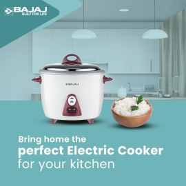 Bajaj Majesty New RCX 3 Multifunction Rice Cooker with Keep Warm Function, 1.5 Liters, 350W, White and Pink