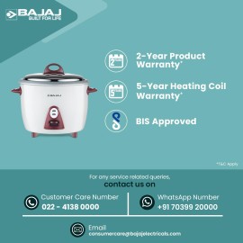 Bajaj Majesty New RCX 3 Multifunction Rice Cooker with Keep Warm Function, 1.5 Liters, 350W, White and Pink