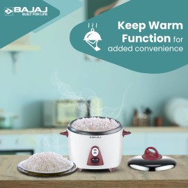 Bajaj Majesty New RCX 3 Multifunction Rice Cooker with Keep Warm Function, 1.5 Liters, 350W, White and Pink