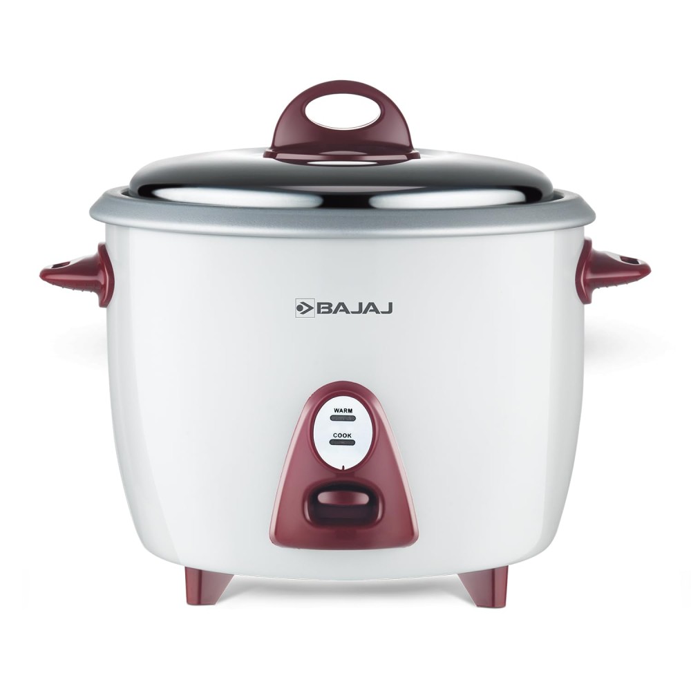 Bajaj Majesty RCX 28 2.8 Liters 1000-Watt Rice Cooker, Stainless Steel Lid