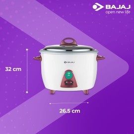 Bajaj Majesty RCX 28 2.8 Liters 1000-Watt Rice Cooker, Stainless Steel Lid