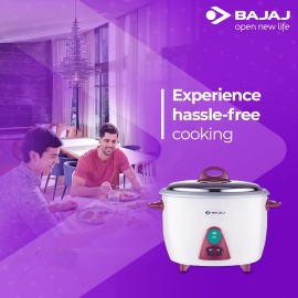 Bajaj Majesty RCX 28 2.8 Liters 1000-Watt Rice Cooker, Stainless Steel Lid