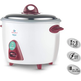 Bajaj Majesty RCX 28 2.8 Liters 1000-Watt Rice Cooker, Stainless Steel Lid