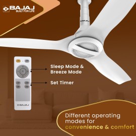 Bajaj Arioso Luxe 1200mm (48") BLDC Ceiling Fans for Home BEE 5-star Rated Energy Efficient Ceiling Fan Aerodynamically Designed Blades Adjustable Canopy RF Remote 2-Yr Warranty White