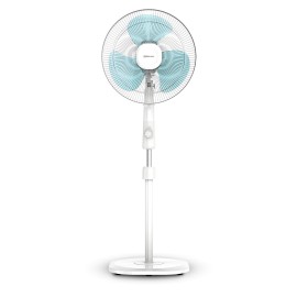 Bajaj Armor Series Fuzion 400mm Pedestal Fan for Home Dura Breeze Pro Technology 3 Years Comprehensive Warranty Surge Protection 100% Copper Motor High Air Delivery - White BlueTint