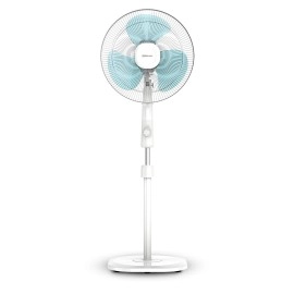 Bajaj Armor Series Fuzion 400mm Pedestal Fan for Home Dura Breeze Pro Technology 3 Years Comprehensive Warranty Surge Protection 100% Copper Motor High Air Delivery - White BlueTint