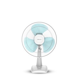Bajaj Armor Series Fuzion 400mm Table Fan for Home DuraBreeze Pro Technology 3 Years Comprehensive Warranty Surge Protection 100% Copper Motor High Air Delivery - White BlueTint