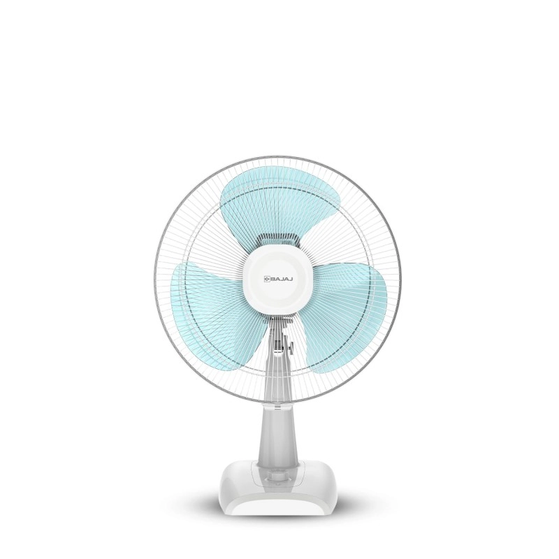 Bajaj Armor Series Fuzion 400mm Table Fan for Home DuraBreeze Pro Technology 3 Years Comprehensive Warranty Surge Protection 100% Copper Motor High Air Delivery - White BlueTint