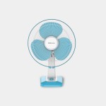 Bajaj Robusto 400mm Oscillating Table Fan for Home DuraBreezeTM Technology 3Years Comprehensive Warranty Surge Protection 100% Copper Motor High Air Delivery |Modern Decor Icy Blue & White