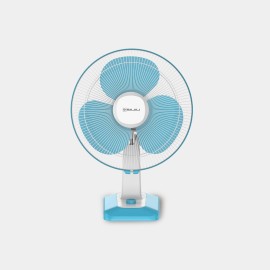 Bajaj Robusto 400mm Oscillating Table Fan for Home DuraBreezeTM Technology 3Years Comprehensive Warranty Surge Protection 100% Copper Motor High Air Delivery |Modern Decor Icy Blue & White