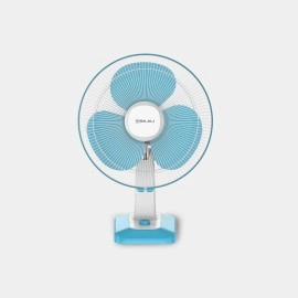 Bajaj Robusto 400mm Oscillating Table Fan for Home DuraBreezeTM Technology 3Years Comprehensive Warranty Surge Protection 100% Copper Motor High Air Delivery |Modern Decor Icy Blue & White