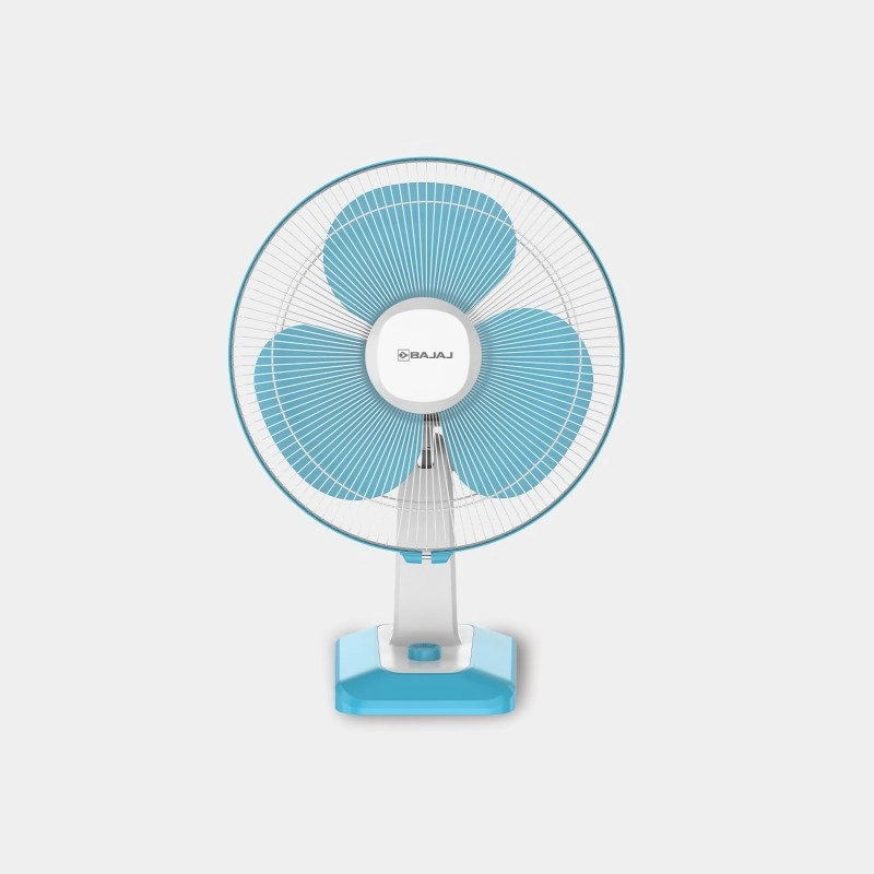 Bajaj Robusto 400mm Oscillating Table Fan for Home DuraBreezeTM Technology 3Years Comprehensive Warranty Surge Protection 100% Copper Motor High Air Delivery |Modern Decor Icy Blue & White