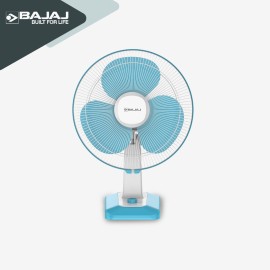 Bajaj Robusto 400mm Oscillating Table Fan for Home DuraBreezeTM Technology 3Years Comprehensive Warranty Surge Protection 100% Copper Motor High Air Delivery |Modern Decor Icy Blue & White