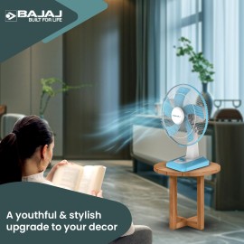 Bajaj Penta Robusto 400mm Oscillating Table Fan for Home DuraBreezeTM Technology 3Years Comprehensive Warranty Power of 5 Blades 100% Copper Motor High Air Delivery Modern Decor