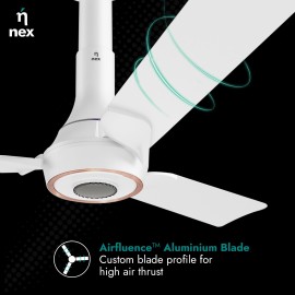NNEX Glyde A70 BLDC 1200 mm BEE 2 Star Rated Premium Ceiling Fan 20% Higher Air Thrust 2-Yr Warranty, Cotton White