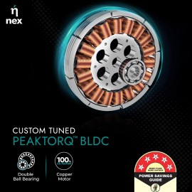 NNEX Glyde A70 BLDC 1200 mm BEE 2 Star Rated Premium Ceiling Fan 20% Higher Air Thrust 2-Yr Warranty, Cotton White
