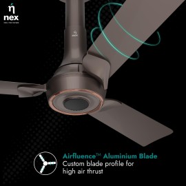 NNEX Glyde A70 BLDC 1200 mm BEE 2 Star Rated Premium Ceiling Fan 20% Higher Air Thrust 2-Yr Warranty, Mist Brown	