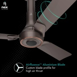 NNEX Glyde A70 BLDC 1200 mm BEE 2 Star Rated Premium Ceiling Fan 20% Higher Air Thrust 2-Yr Warranty, Mist Brown	