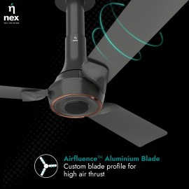 NNEX Glyde A70 BLDC 1200 mm BEE 2 Star Rated Premium Ceiling Fan 20% Higher Air Thrust 2-Yr Warranty, Granite Grey