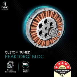 NNEX Glyde A70 BLDC 1200 mm BEE 2 Star Rated Premium Ceiling Fan 20% Higher Air Thrust 2-Yr Warranty, Granite Grey