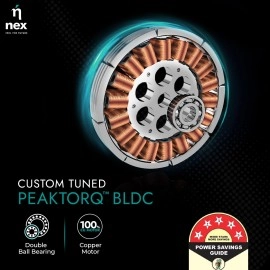 NNEX Glyde A70 BLDC 1200 mm BEE 2 Star Rated Premium Ceiling Fan 20% Higher Air Thrust 2-Yr Warranty, Granite Grey