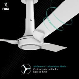 NNEX Glyde A60 1200 mm BEE 2 Star Rated Premium Ceiling Fan 20% Higher Air Thrust 2-Yr Warranty, Cotton White