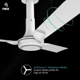 NNEX Glyde A60 1200 mm BEE 2 Star Rated Premium Ceiling Fan 20% Higher Air Thrust 2-Yr Warranty, Cotton White