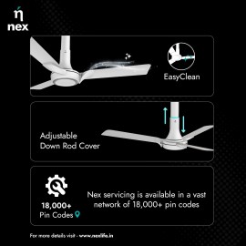 NNEX Glyde A60 1200 mm BEE 2 Star Rated Premium Ceiling Fan 20% Higher Air Thrust 2-Yr Warranty, Cotton White