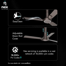 NNEX Glyde A60 1200 mm BEE 2 Star Rated Premium Ceiling Fan 20% Higher Air Thrust 2-Yr Warranty, Mist Brown