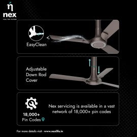 NNEX Glyde A60 1200 mm BEE 2 Star Rated Premium Ceiling Fan 20% Higher Air Thrust 2-Yr Warranty, Mist Brown