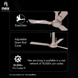 NNEX Glyde A60 1200 mm BEE 2 Star Rated Premium Ceiling Fan 20% Higher Air Thrust 2-Yr Warranty, Blush
