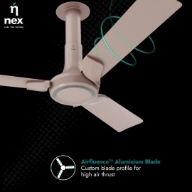 NNEX Glyde A60 1200 mm BEE 2 Star Rated Premium Ceiling Fan 20% Higher Air Thrust 2-Yr Warranty, Blush