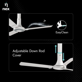 NNEX Glyde A40 1200 mm BEE 2 Star Rated Premium Ceiling Fan 20% Higher Air Thrust 2-Yr Warranty, Snow White