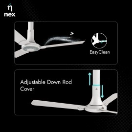 NNEX Glyde A40 1200 mm BEE 2 Star Rated Premium Ceiling Fan 20% Higher Air Thrust 2-Yr Warranty, Snow White NNEX Glyde A40 1200 mm BEE 2 Star Rated Premium Ceiling Fan 20% Higher Air Thrust 2-Yr Warranty, Snow White