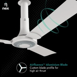 NNEX Glyde A40 1200 mm BEE 2 Star Rated Premium Ceiling Fan 20% Higher Air Thrust 2-Yr Warranty, Snow White NNEX Glyde A40 1200 mm BEE 2 Star Rated Premium Ceiling Fan 20% Higher Air Thrust 2-Yr Warranty, Snow White