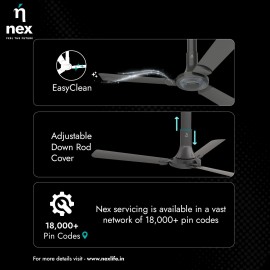 NNEX Glyde A40 1200 mm BEE 2 Star Rated Premium Ceiling Fan 20% Higher Air Thrust 2-Yr Warranty, Granite Grey