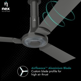 NNEX Glyde A40 1200 mm BEE 2 Star Rated Premium Ceiling Fan 20% Higher Air Thrust 2-Yr Warranty, Granite Grey