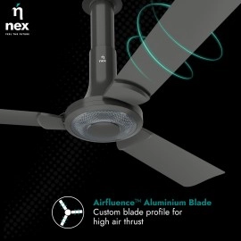NNEX Glyde A40 1200 mm BEE 2 Star Rated Premium Ceiling Fan 20% Higher Air Thrust 2-Yr Warranty, Granite Grey