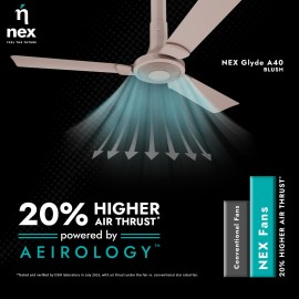 NNEX Glyde A40 1200 mm BEE 2 Star Rated Premium Ceiling Fan 20% Higher Air Thrust 2-Yr Warranty, Blush