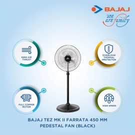 Bajaj Tez MK II Farrata 450 mm Pedestal Fan (Black)
