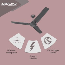 Bajaj Classico 12S1 1200mm (48") Ceiling Fans for Home BEE Star Rated Energy Efficient Ceiling Fan Thermatuff Technology 100% Copper Motor HighSpeed