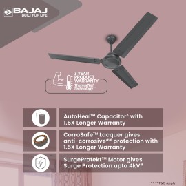 Bajaj Classico 12S1 1200mm (48") Ceiling Fans for Home BEE Star Rated Energy Efficient Ceiling Fan Thermatuff Technology 100% Copper Motor HighSpeed