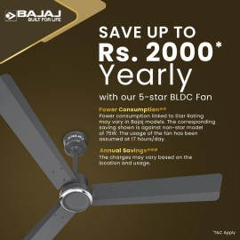 Bajaj Classico Sleek Plus 1200 mm Coal Grey 3 Blade Ceiling Fan