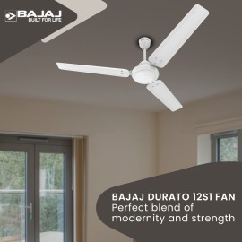 Bajaj Durato 12S1 1200Mm (48") Ceiling Fans Highspeed 400 Rpm 3-Yr Warranty White