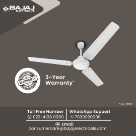 Bajaj Durato 12S1 1200Mm (48") Ceiling Fans Highspeed 400 Rpm 3-Yr Warranty White