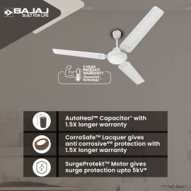 Bajaj Durato 12S1 1200Mm (48") Ceiling Fans Highspeed 400 Rpm 3-Yr Warranty White