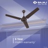 Bajaj Energos 26 5 Star 1200 mm BLDC Motor with Remote 3 Blade Ceiling Fan(Red Walnut, Pack of 1)
